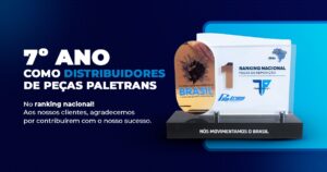 Troféu informando que a Transpalet venceu mais um ano com peças de reposição.